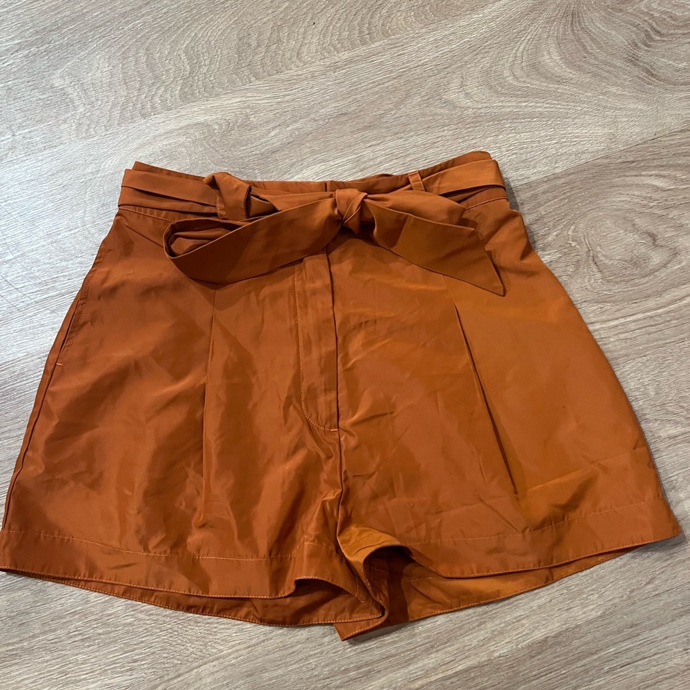 Marie Oliver Rust High-Waist Tie Shorts